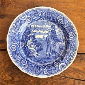 Spode Blue and White Scenic Dinner Plate